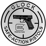 GLOCK PERFECTION OEM SAFE ACTION ALUMINUM SIGN BLACK AND SILVER GLOCK