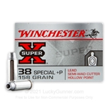 WINCHESTER SUPER-X AMMUNITION 38 SPECIAL +P 158 Grain Lead Hollow Point Semi-Wadcutter
