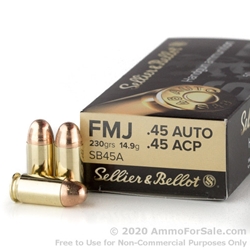 SELLIER & BELLOT FMJ 45ACP 45ACP 230GR